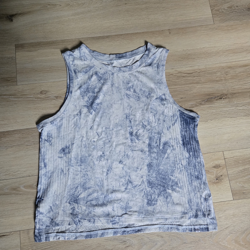 Blue and White Tie-Dye Sleeveless Top
